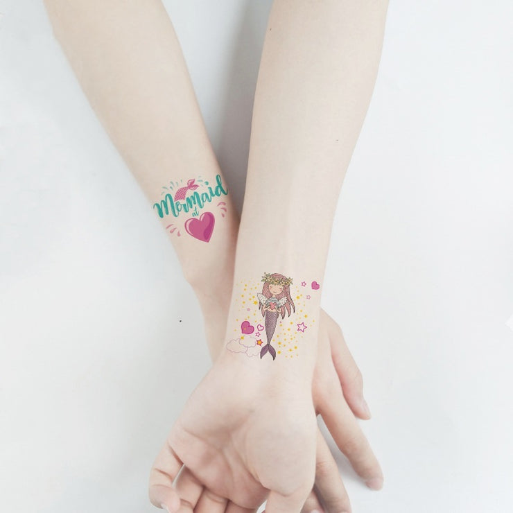 Environmentally Friendly Waterproof Cute Mermaid Children's Cartoon Birthday Party Tattoo Stickers