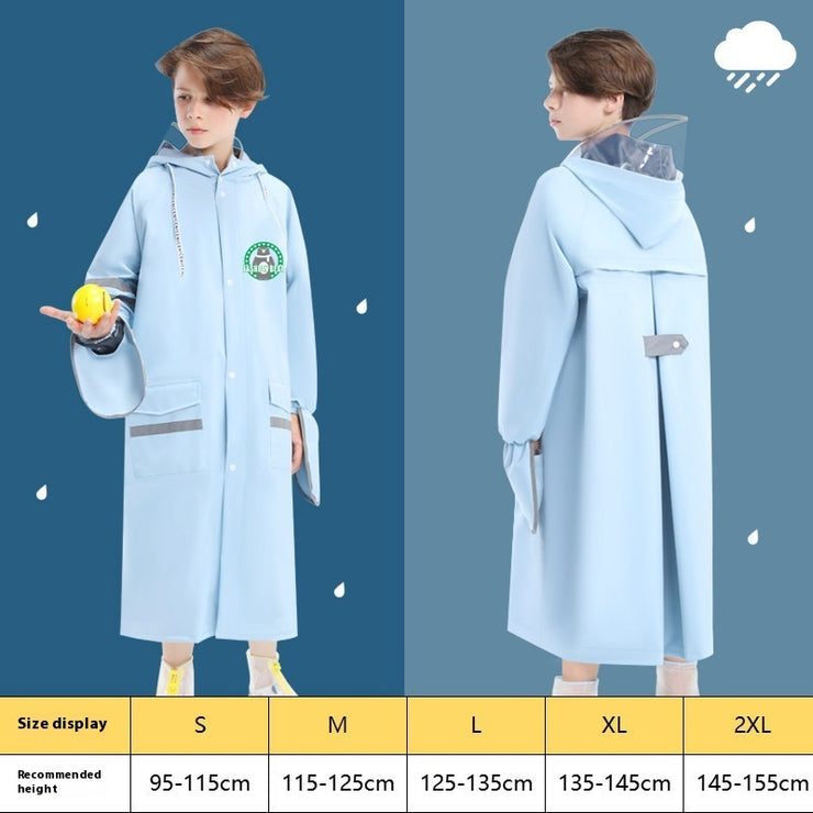 Children's Raincoat Girls Boys Primary School Students School Belt Schoolbag Seat Middle And Big Children Full Body Poncho