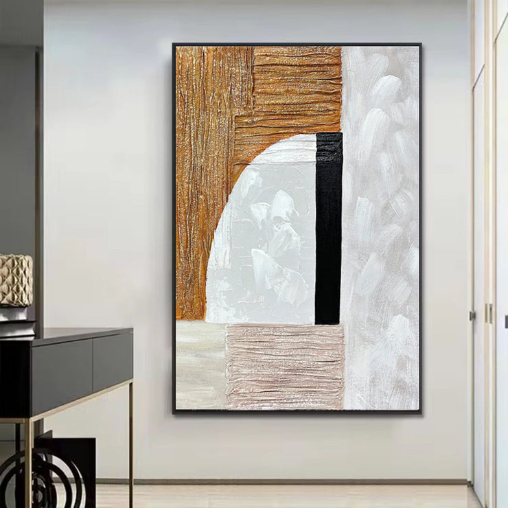 Modern Gold Simple Abstract Handmade Oil Painting Original Decoration Living Room Contemporary Home Decor Wall Art