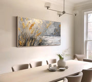 High Quality Lake Reed Beds Contemporary Artist Hand Painted Abstract Landscape Oil Painting For Home Decor Living Room Wall Art