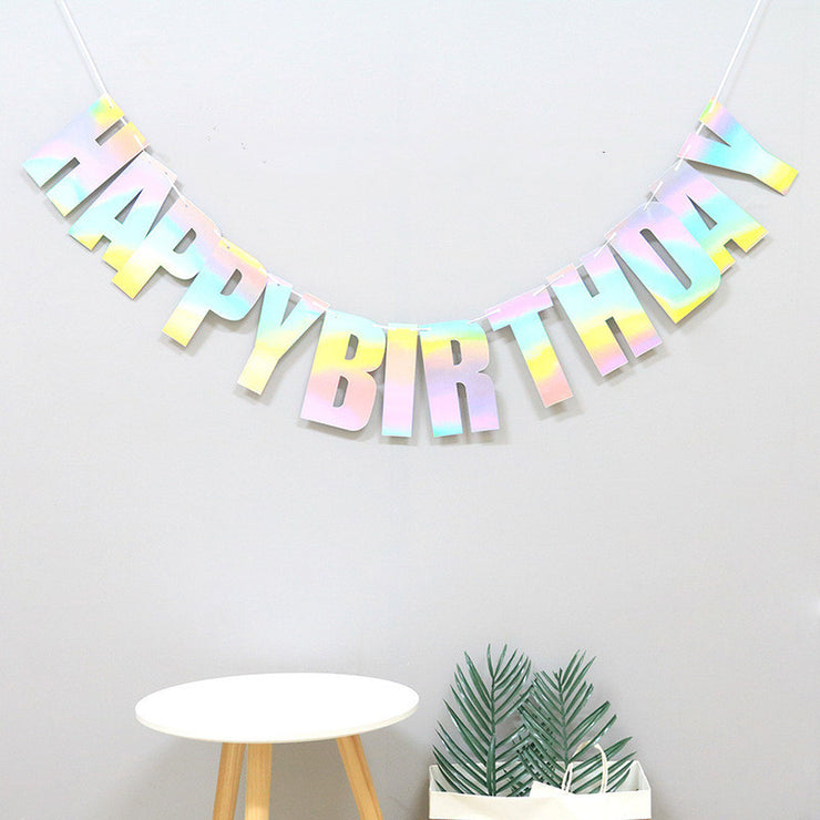 Laser Letters Birthday Pull Flag Decoration Party Supplies