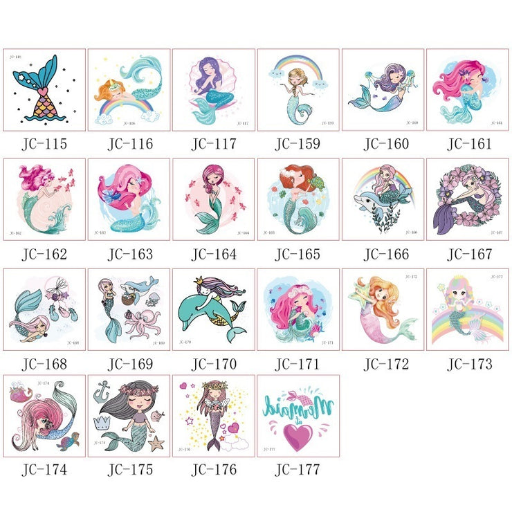 Environmentally Friendly Waterproof Cute Mermaid Children's Cartoon Birthday Party Tattoo Stickers