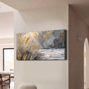 High Quality Lake Reed Beds Contemporary Artist Hand Painted Abstract Landscape Oil Painting For Home Decor Living Room Wall Art