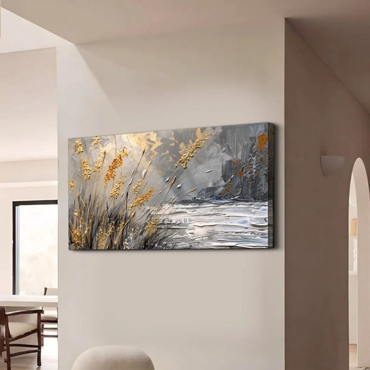 High Quality Lake Reed Beds Contemporary Artist Hand Painted Abstract Landscape Oil Painting For Home Decor Living Room Wall Art