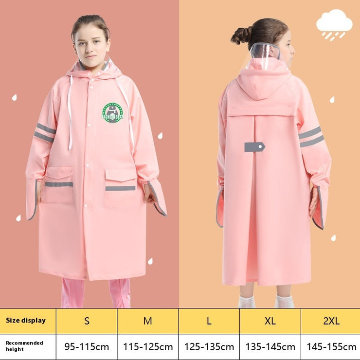 Children's Raincoat Girls Boys Primary School Students School Belt Schoolbag Seat Middle And Big Children Full Body Poncho