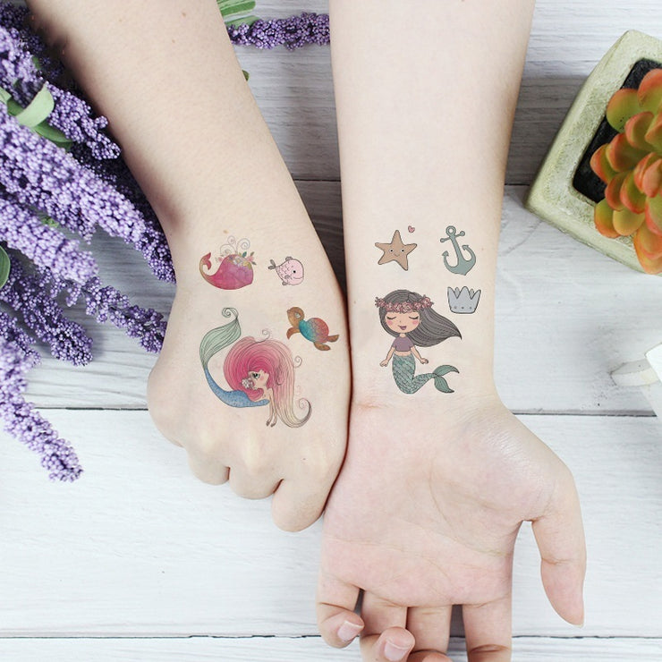 Environmentally Friendly Waterproof Cute Mermaid Children's Cartoon Birthday Party Tattoo Stickers